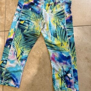 Soma Women's Tropical Print Leggings - Blue and Yellow
